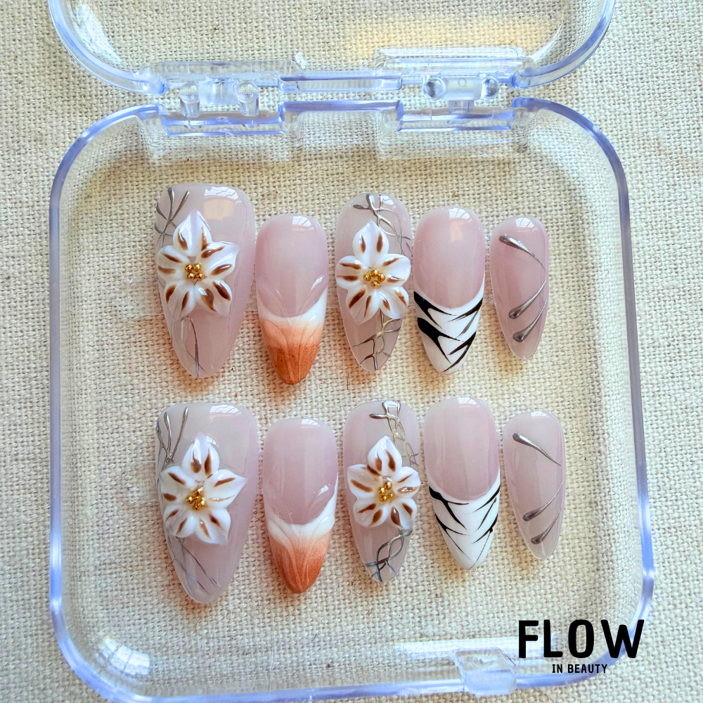 Unhas Press-On Pink Blossom Chic