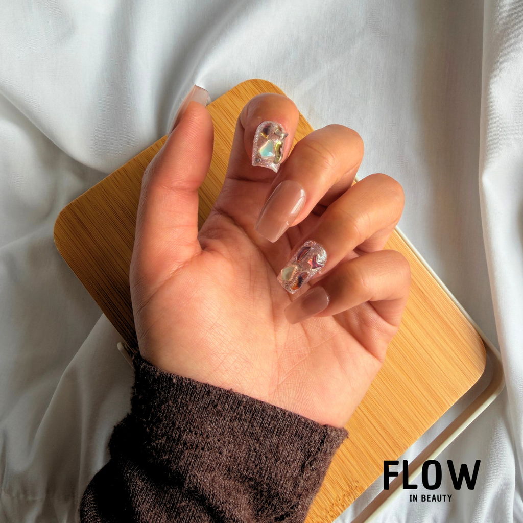 Unhas Press On Nude Glam Shine