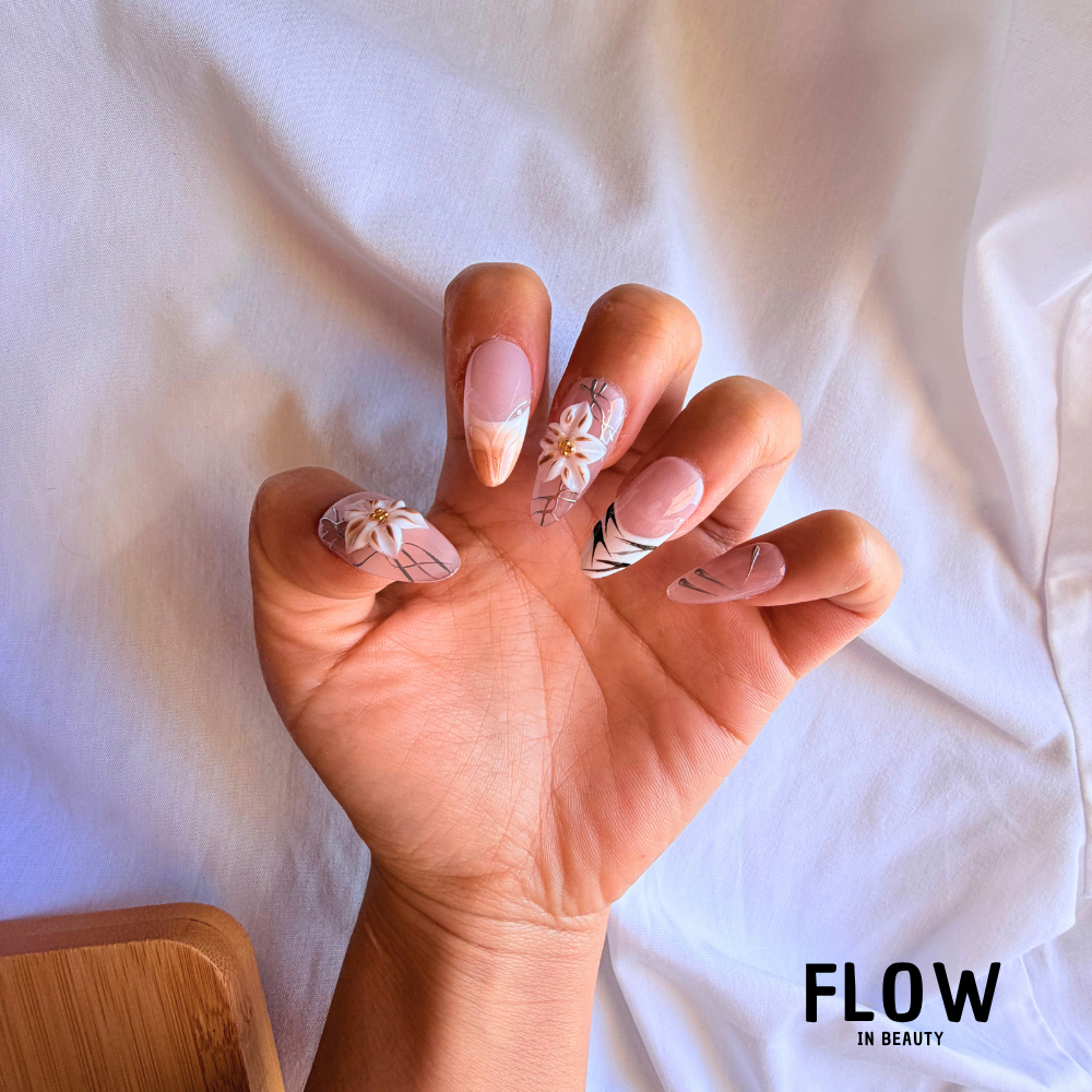 Unhas Press-On Pink Blossom Chic