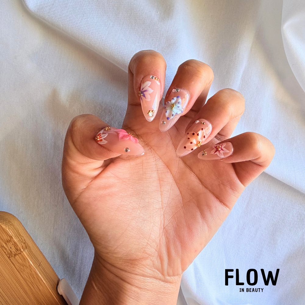 Unhas Press-On Colorful Blossom Glam