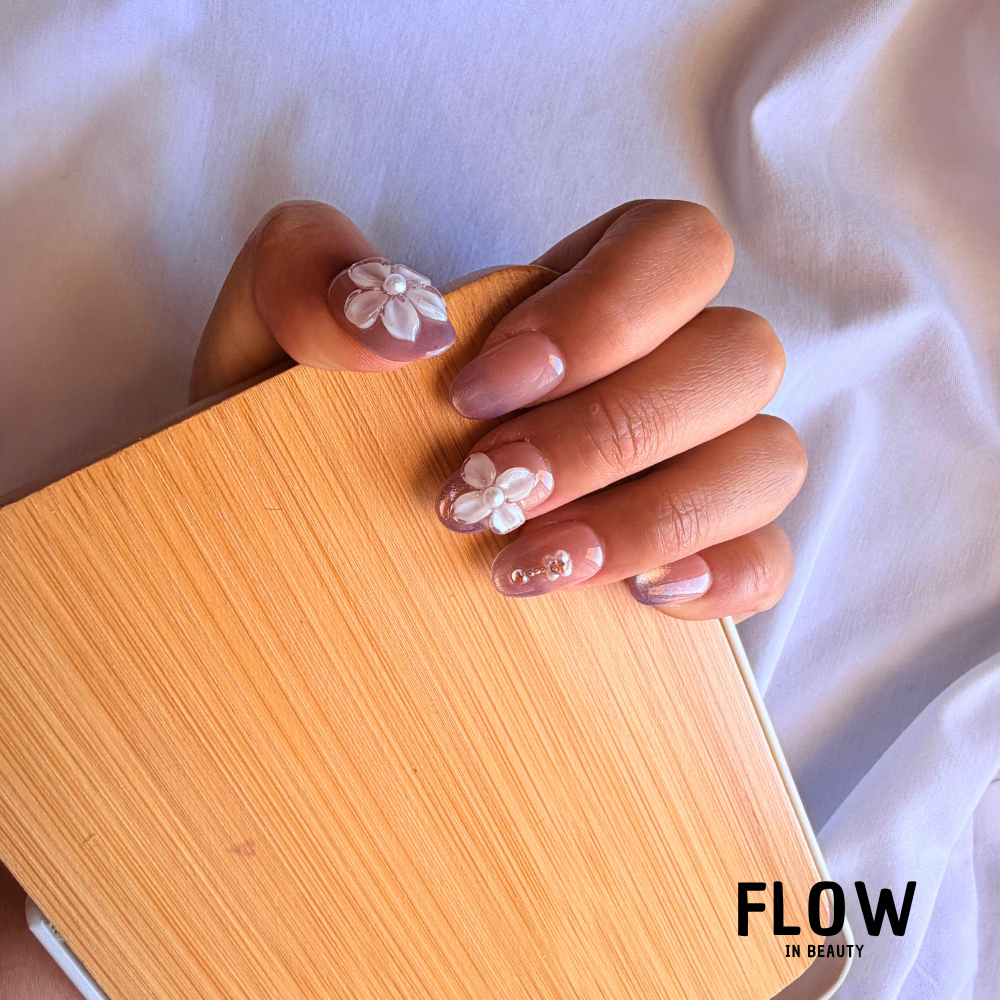 Unhas Press-On Peach Orchid Glam