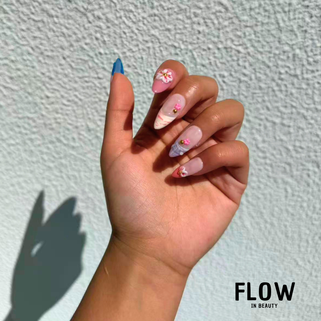 Unhas Press-On Sweet Plaid Blossom