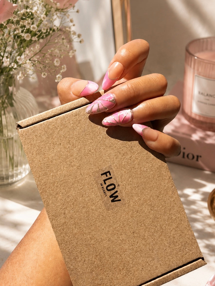 Unhas press on pink chic