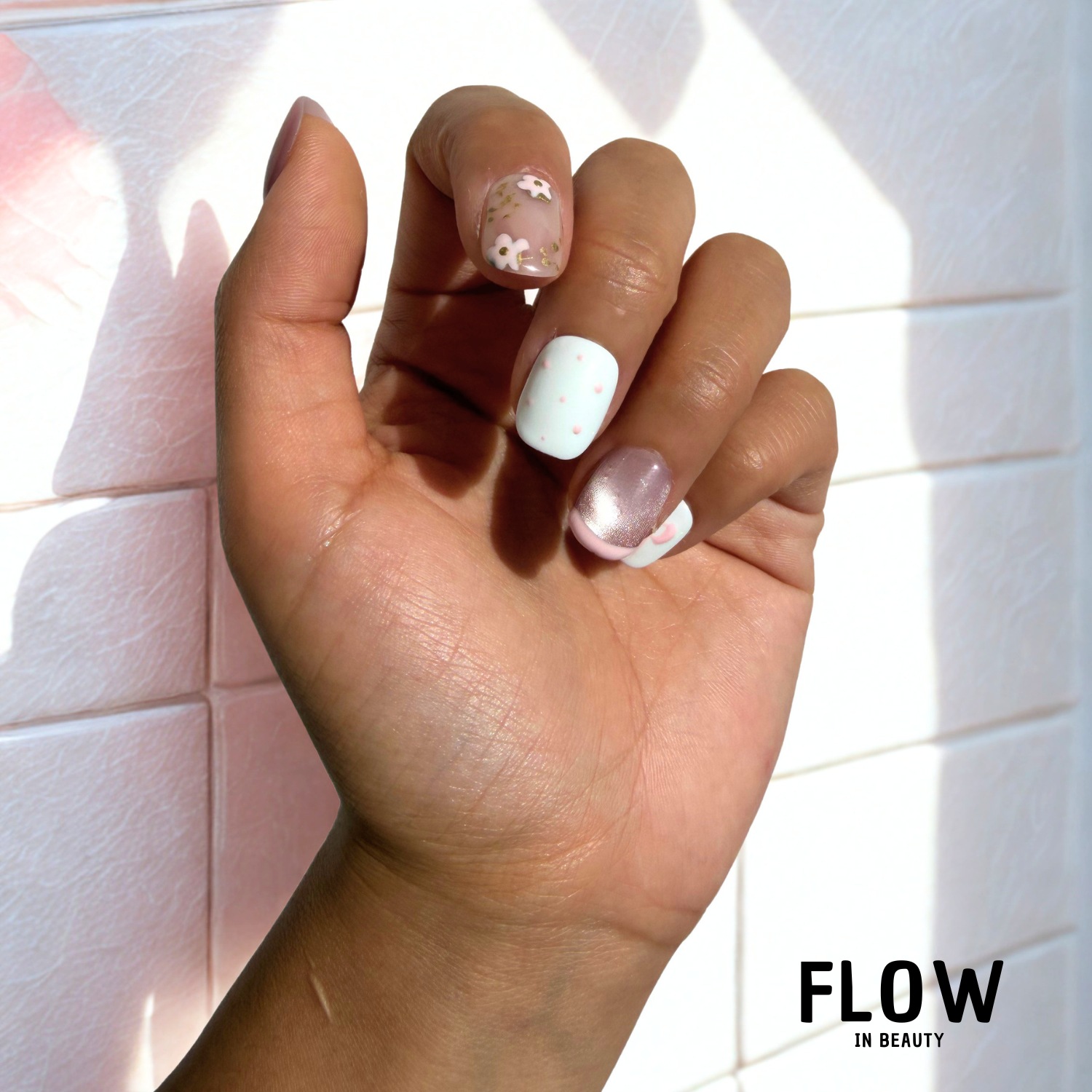 Unhas Press On Soft Pink Charm
